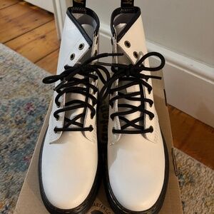 Dr. Martens White Zavala 8-Eyelet Combat Boot